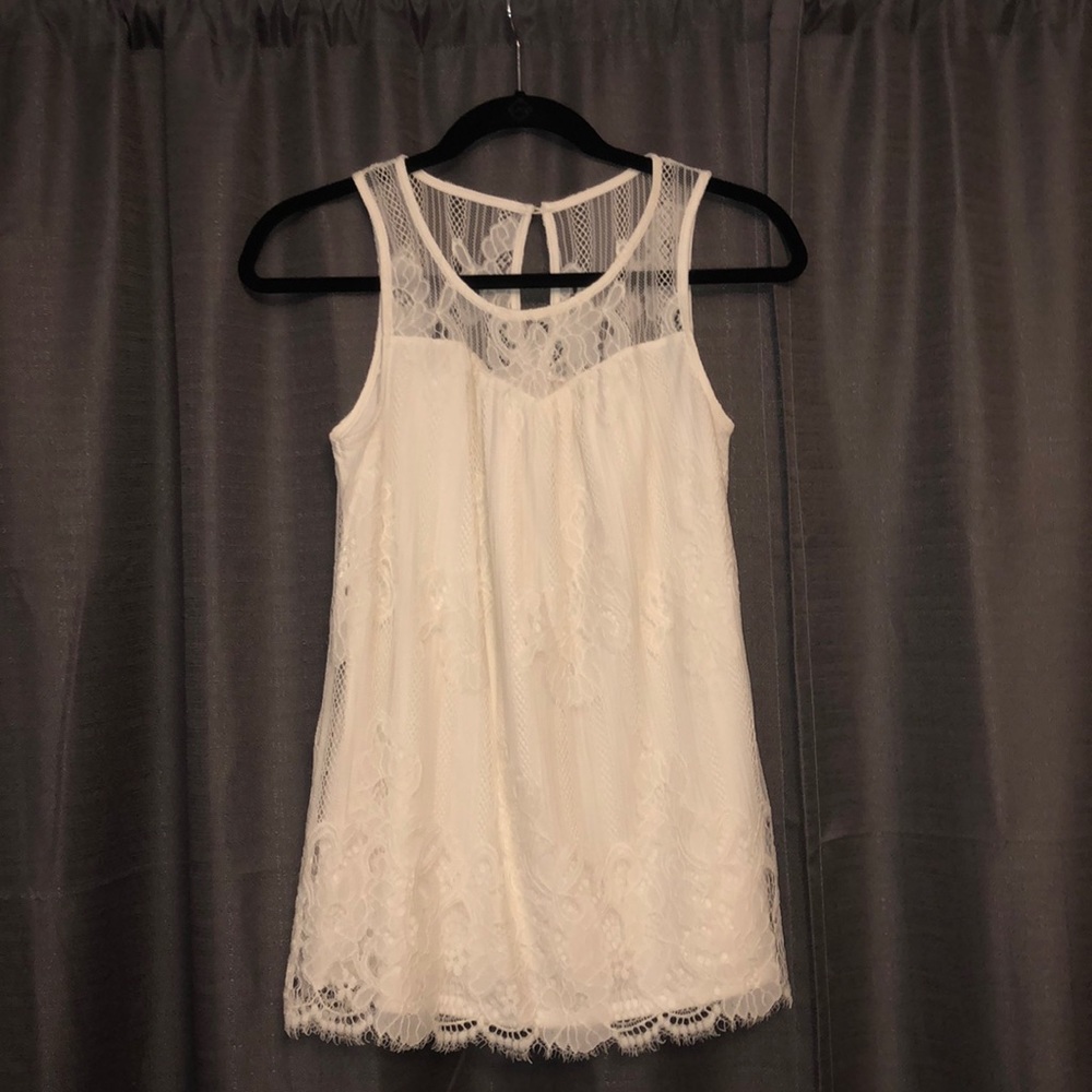 Ivory - White - lace tank top